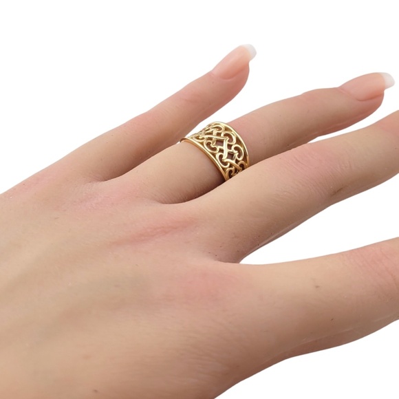 14 Karat Yellow Gold Filigree Ring Band Size 6 #20904 - Picture 5 of 6